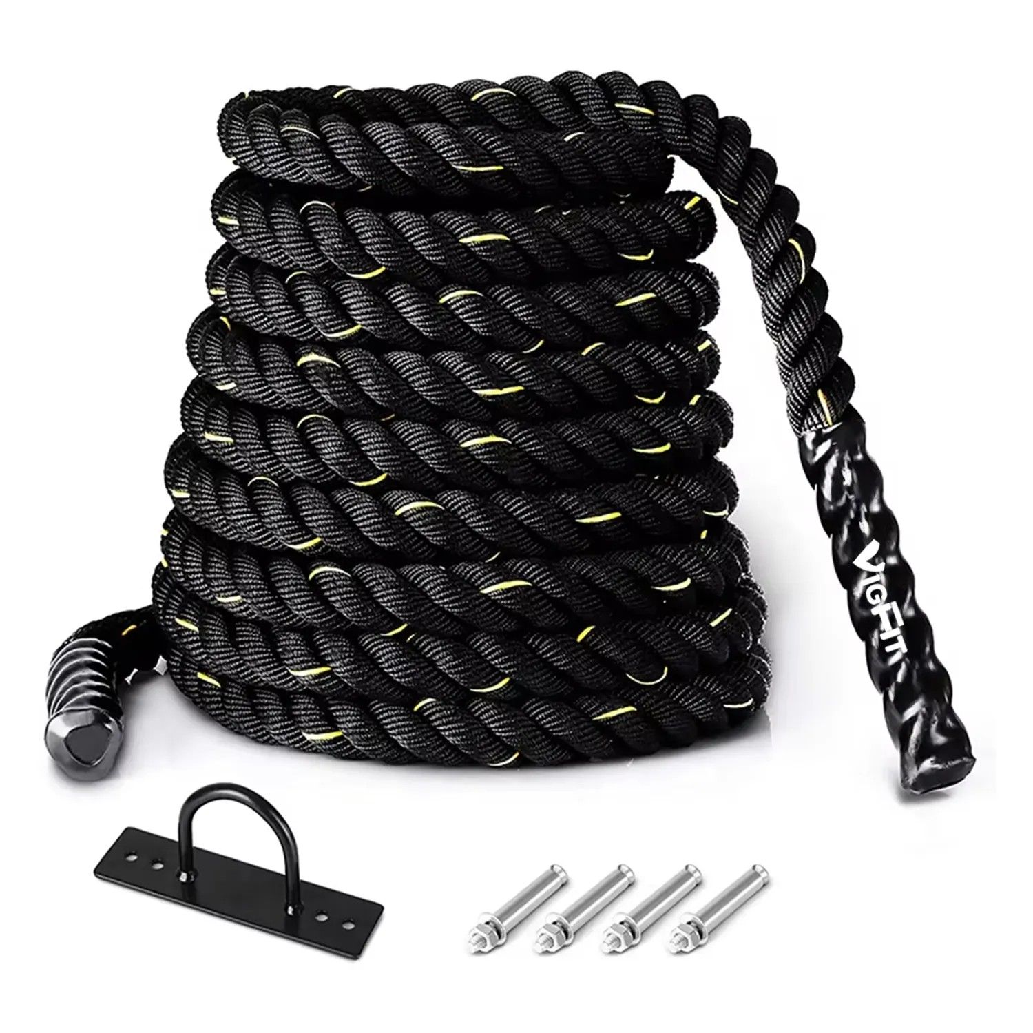 100% Poly Dacron Heavy Battle Rope for OEM ODM Strength Training Fitness Exercise with Anchor Strap Kit Anchor Made of Polyester
