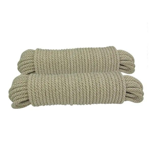 High Tensile Strength Natural Color 1/4" solid braided cotton rope for clothesline & Windows