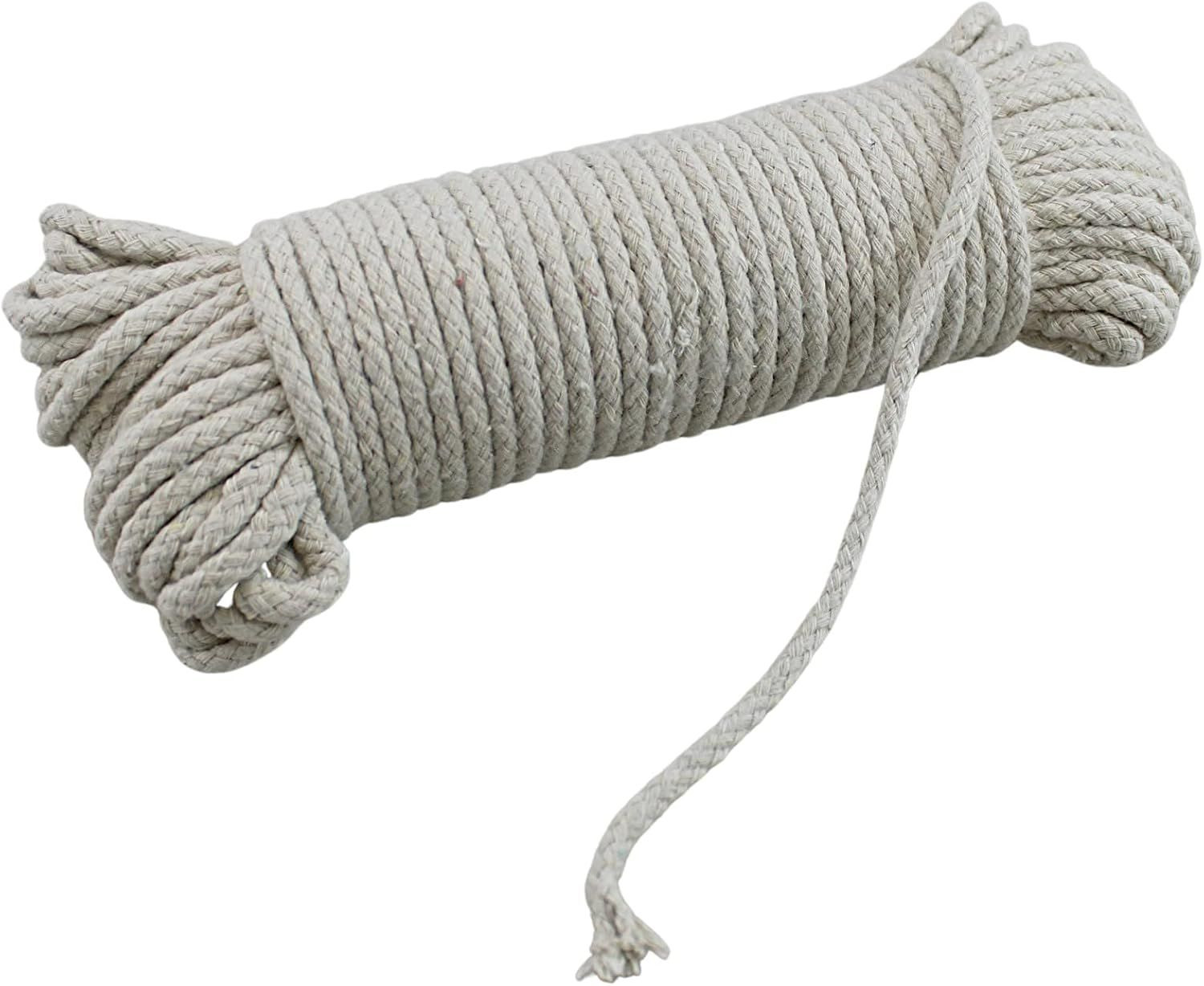 100 Ft Heavy Duty Braided Cotton Rope Clothesline Approximately #6 1/4" 6 mm Multi Purpose Home Boat Camping