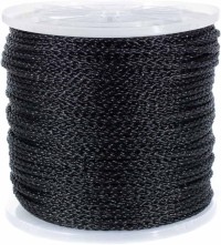 Barrier Rope Hollow Braid Polypropylene Rope (Black 3/8 Inch, 1000 Feet)