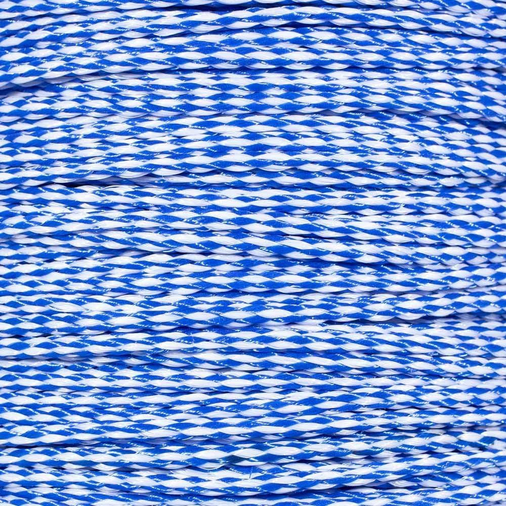 High Strength Hollow Braid Polypropylene Rope (Blue and white 3/8 Inch, 1000 Feet)