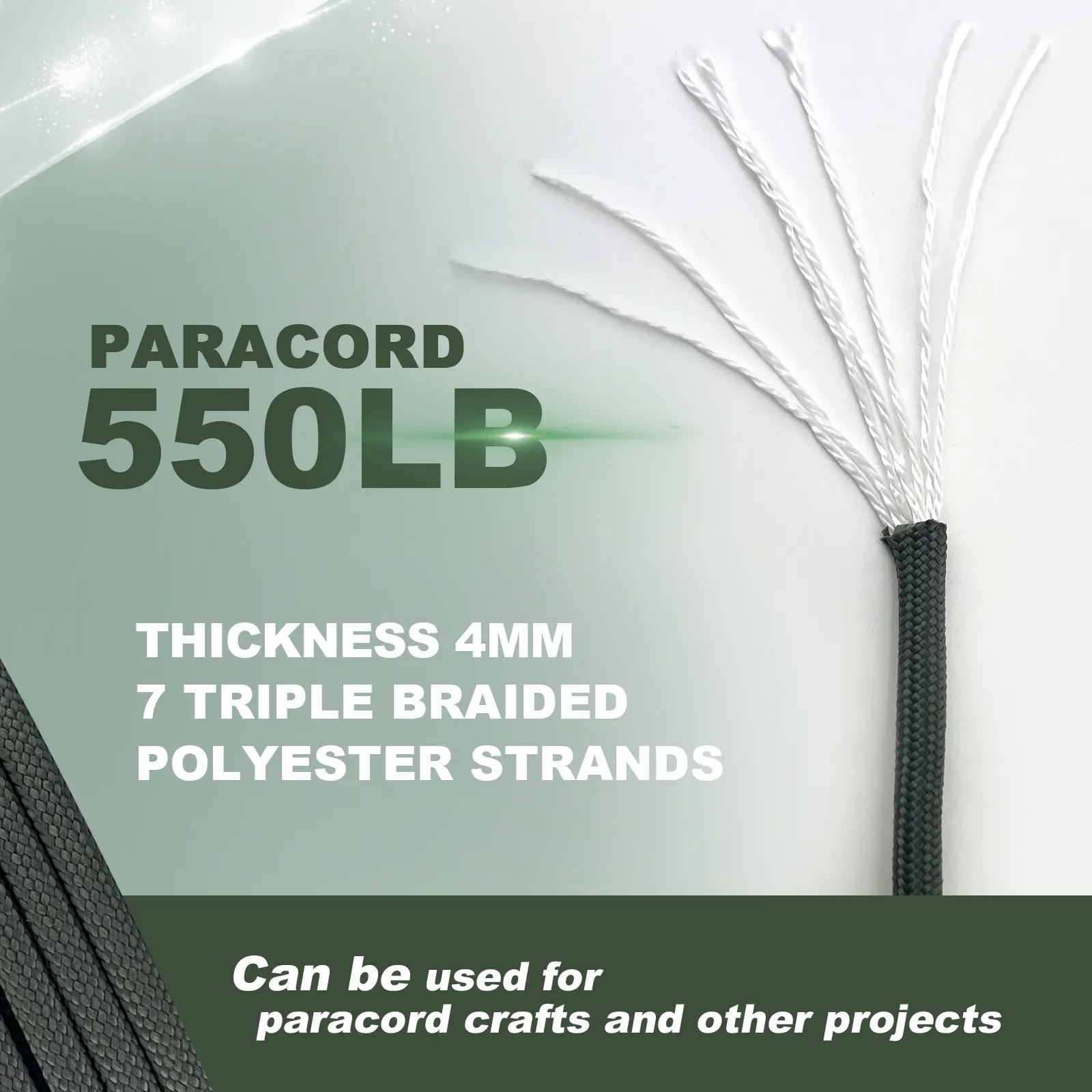 550Lbs 100FT Paracord Strong Heavy-Duty Camping Rope Parachute Cord Outdoor Gear Tent Rope