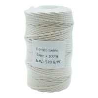4mm White Soft twisted cotton cord for multi-purpose as client requirement