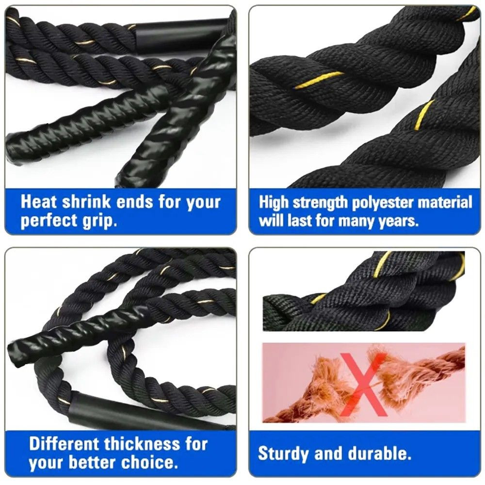 38mm 9M Battle Rope With Rope Anchor for Cross-training Home Gyms and Strength Training