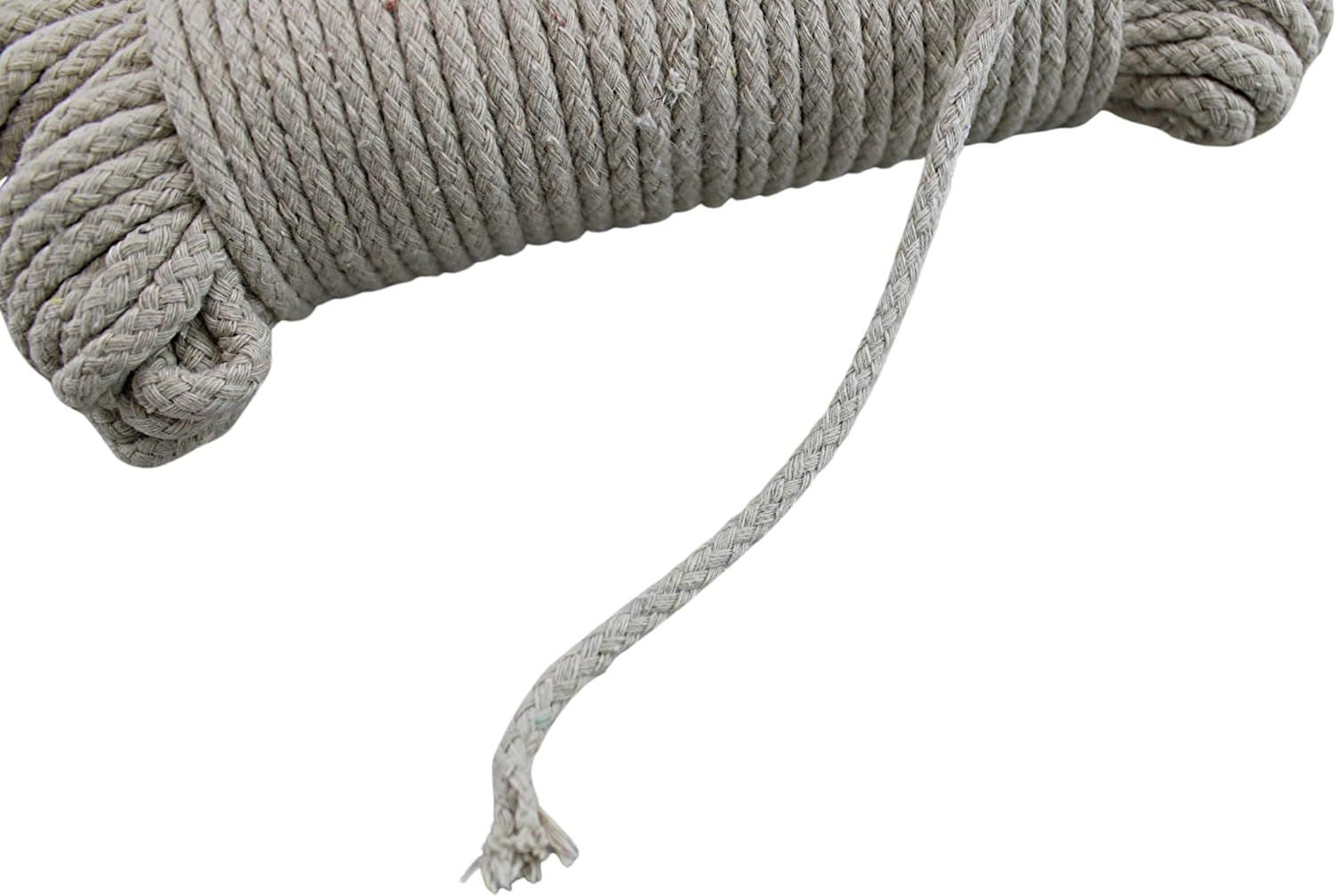 100 Ft Heavy Duty Braided Cotton Rope Clothesline Approximately #6 1/4" 6 mm Multi Purpose Home Boat Camping