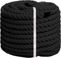 Natural Cotton Rope (3/4inches x 50ft), 3-Strand Twisted Cotton Rope, Natural Thick Black Rope