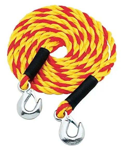 Tow Safety Rope (4,500 lb. Break Strength) with Safety Steel Forged Hooks (14 Ft. x 1.25 In.)
