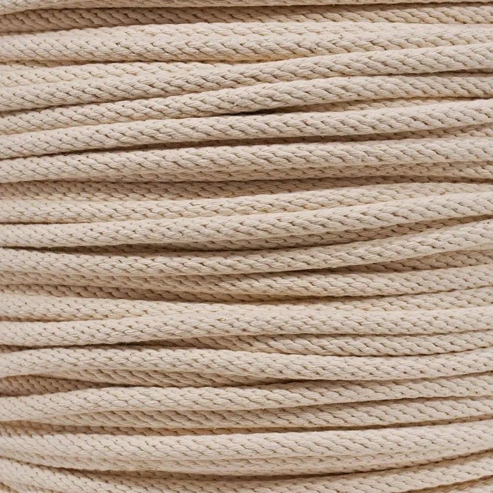 50m*10mm Solid Braided Natural Cotton Sash Cord Black White Cotton Weaving Sash String Rope