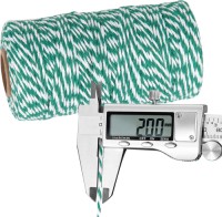 Green and White Polyester Cotton Butchers Twine String 328 Feet 2MM for Bakers Twine, Kitchen Cooking Butcher