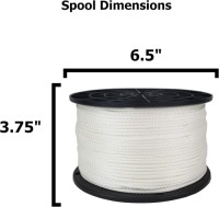 1/8 inch White Polyester Rope 500 Feet Spool | Solid Braid High UV and Abrasion Resistance - Low Stretch