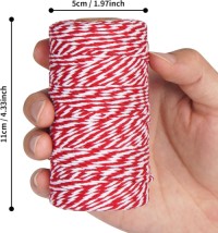 Red and White Polyester Cotton twisted twine Butchers Twine String 328 Feet 2MM