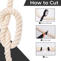 Natural White 100% Cotton Rope (1/2 inches x 50ft), 3-Strand Twisted Cotton Rope, Natural Thick Black Rope
