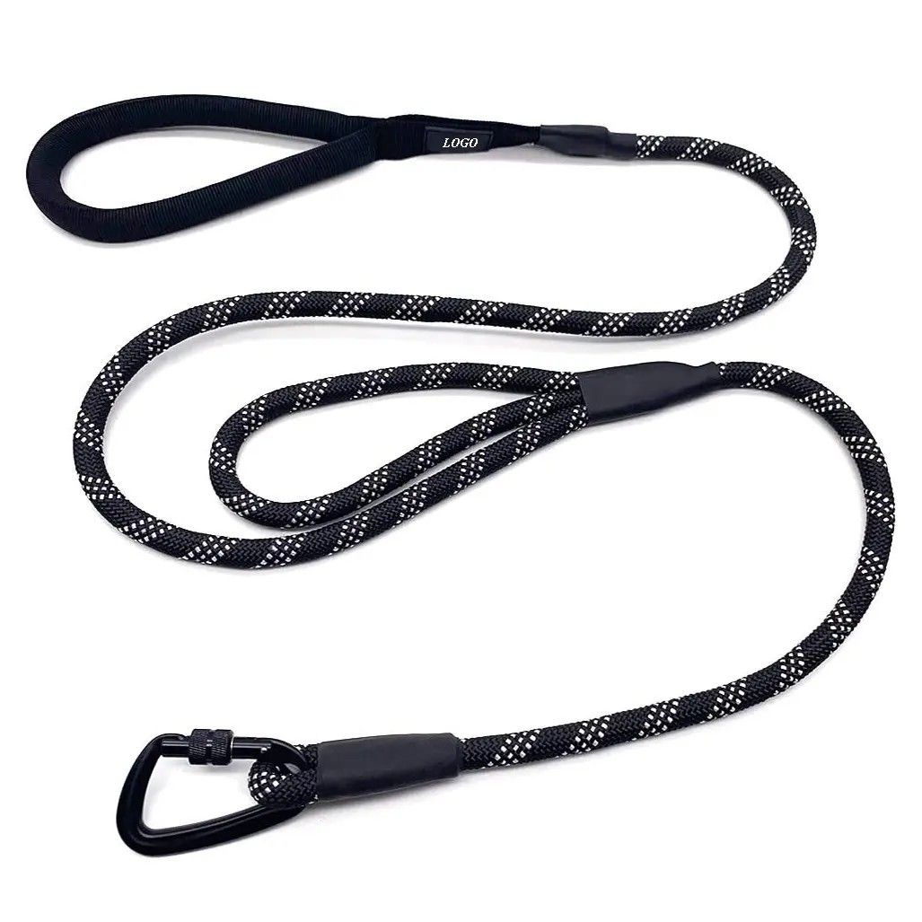 Premium Quality Double Handle Climbing Rope Dog Lead Reflective Nylon Leash with a Locking Carabiner