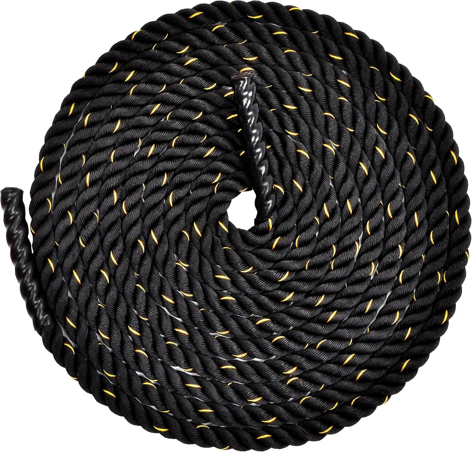Battle Rope 1.5Inch 2 Inch Diameter Poly Dacron 30 FT, 40 FT, 50 FT Length, Heavy Ropes for Home Gym and Workout